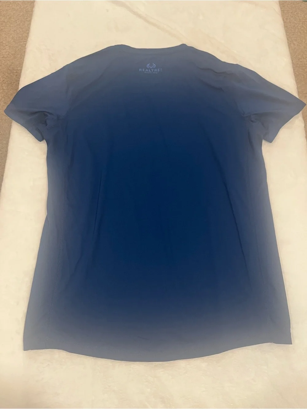 Realtree Fishing Men's Performance Short Sleeve Shirt - Navy Blue - Large